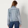 imageAmazon Essentials Womens RegularFit Low Stretch Denim ButtonFront Trucker JacketIced Light Wash