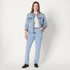 imageAmazon Essentials Womens RegularFit Low Stretch Denim ButtonFront Trucker JacketIced Light Wash