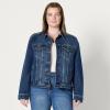 imageAmazon Essentials Womens RegularFit Low Stretch Denim ButtonFront Trucker JacketStone Dark Wash