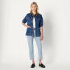 imageAmazon Essentials Womens RegularFit Low Stretch Denim Cinched Waist Barn JacketMedium Blue Vintage