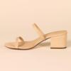 imageAmazon Essentials Womens Thin Two Strap Heeled SlideTan