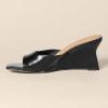 imageAmazon Essentials Womens Wedge SandalsBlack Faux Leather