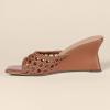imageAmazon Essentials Womens Wedge SandalsTan Cane Weave