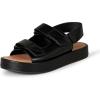 imageAmazon Essentials Womens Adjustable Triple Strap Flat Platform SandalBlack Faux Leather