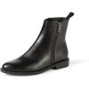 imageAmazon Essentials Womens Exterior Zip Flat Ankle BootBlack Faux Leather