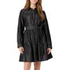 imageAmazon Essentials Womens Fit and Flare Denim Chambray LongSleeve Tiered ShirtdressBlack Wash