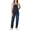 imageAmazon Essentials Womens Medium Stretch Denim RelaxedFit Straight Leg OverallsDark Midnight Wash