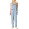 imageAmazon Essentials Womens Medium Stretch Denim RelaxedFit Straight Leg OverallsIced Blue Light Wash