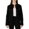 imageAmazon Essentials Womens RegularFit Low Stretch Denim ButtonFront Trucker JacketBlack