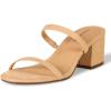 imageAmazon Essentials Womens Thin Two Strap Heeled SlideTan