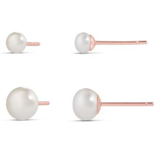imageAmazon Essentials 14K Gold or Sterling Silver Freshwater Pearl Stud Earring SetRose Gold
