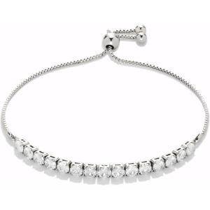 imageAmazon Essentials 14K Gold or Sterling Silver Plated Adjustable Cubic Zirconia Tennis Bracelet 95quotSilver
