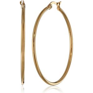 imageAmazon Essentials Stainless Steel Rounded Tube Hoop Earrings 50mm previously Amazon CollectionYellow Gold