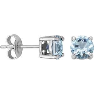 imageAmazon Essentials Sterling Silver Round Birthstone Stud Earrings previously Amazon CollectionBlue Aquamarine  March