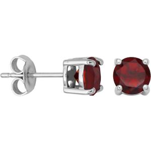 imageAmazon Essentials Sterling Silver Round Birthstone Stud Earrings previously Amazon CollectionRed Garnet  January