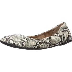 imageAmazon Essentials Womens Belice Slip On Ballet FlatBlack White Faux Snake Skin