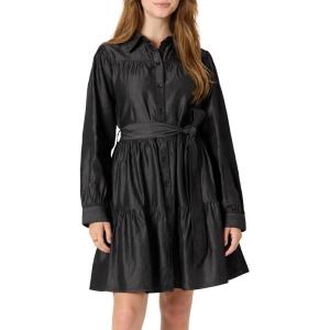 imageAmazon Essentials Womens Fit and Flare Denim Chambray LongSleeve Tiered ShirtdressBlack Wash