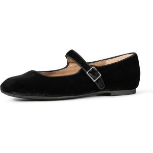imageAmazon Essentials Womens Mary Jane Ballet FlatBlack Velvet