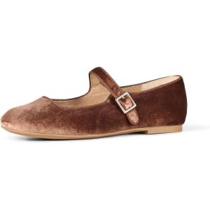 imageAmazon Essentials Womens Mary Jane Ballet FlatBrown Velvet