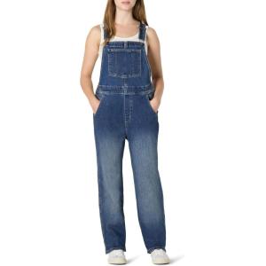 imageAmazon Essentials Womens Medium Stretch Denim RelaxedFit Straight Leg OverallsClassic Medium Wash
