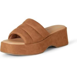 imageAmazon Essentials Womens Platform Slide On SandalTan Microsuede