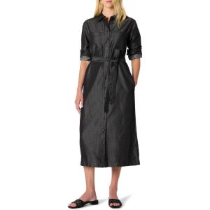 imageAmazon Essentials Womens RegularFit Denim Chambray LongSleeve ButtonUp Midi DressBlack Wash