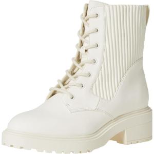 imageAmazon Essentials Womens Rubberized Combat Boot with Chunky OutsoleEcru Faux Leather