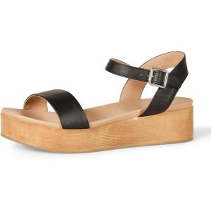 imageAmazon Essentials Womens Two Band Flatform SandalBlack