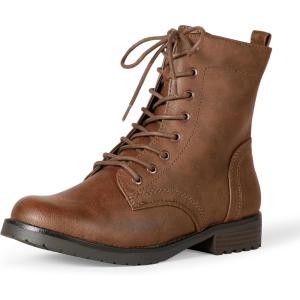 imageAmazon Essentials womens LaceUp Combat BootsCognac