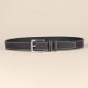 imageAmazon Essentials Mens Stitched Edge Leather BeltBlack
