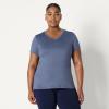 imageAmazon Essentials Womens Tech Stretch ShortSleeve VNeck TShirt Pack of 2NavySlate Grey