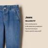 imageAmazon Essentials x Sofia Grainge Toddlers and Baby Girls Straight Leg Jean with RuffleMedium Indigo Wash