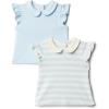 imageAmazon Essentials BabyGirls Short Sleeve BlouseLight BlueStripe