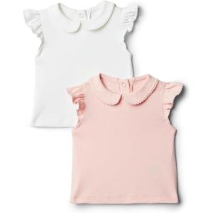 imageAmazon Essentials BabyGirls Short Sleeve BlouseLight PinkWhite
