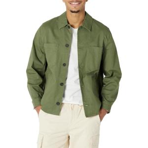 imageAmazon Essentials Mens RelaxedFit Stretch Cotton Utility JacketDark Olive