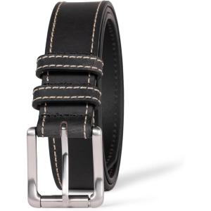 imageAmazon Essentials Mens Stitched Edge Leather BeltBlack