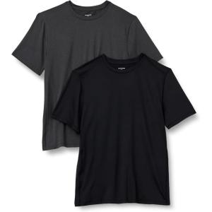 imageAmazon Essentials Mens Tech Stretch ShortSleeve TShirt Pack of 2BlackHeather Graphite
