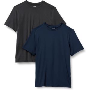 imageAmazon Essentials Mens Tech Stretch ShortSleeve TShirt Pack of 2Heather GraphiteNavy
