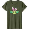 imageAmazon Essentials The Mandalorian Grogu Spring Easter Bunny Ears TShirtOlive Green