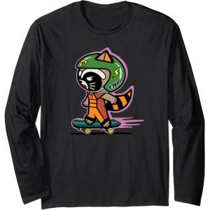 imageAmazon Essentials Guardians of the Galaxy Skateboarding Rocket Long Sleeve TShirtBlack