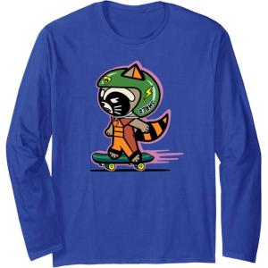 imageAmazon Essentials Guardians of the Galaxy Skateboarding Rocket Long Sleeve TShirtRoyal Blue