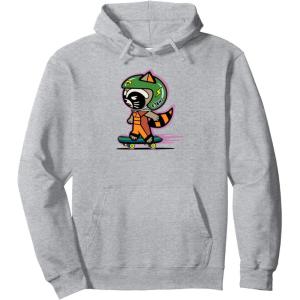 imageAmazon Essentials Guardians of the Galaxy Skateboarding Rocket Pullover HoodieHeather Grey