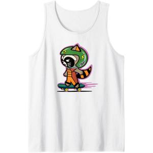 imageAmazon Essentials Guardians of the Galaxy Skateboarding Rocket Tank TopWhite