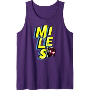 imageAmazon Essentials Marvel Miles Morales SpiderMan Bold Yellow Name Tank TopPurple