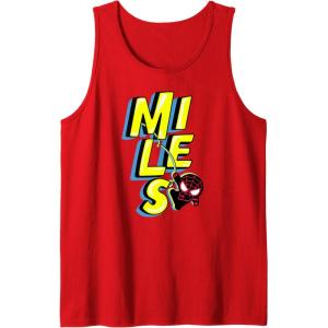 imageAmazon Essentials Marvel Miles Morales SpiderMan Bold Yellow Name Tank TopRed