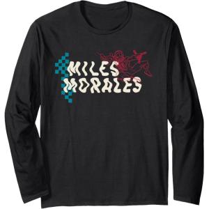 imageAmazon Essentials Marvel Miles Morales SpiderMan Checkerboard Collage Long Sleeve TShirtBlack