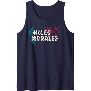 imageAmazon Essentials Marvel Miles Morales SpiderMan Checkerboard Collage Tank TopNavy Blue
