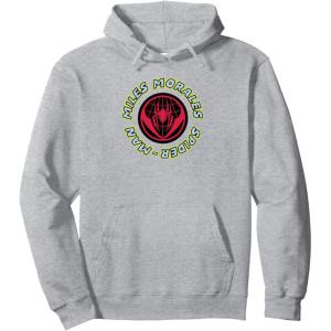 imageAmazon Essentials Marvel Miles Morales SpiderMan Circular Logo Pullover HoodieHeather Grey