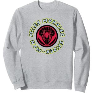 imageAmazon Essentials Marvel Miles Morales SpiderMan Circular Logo SweatshirtHeather Grey