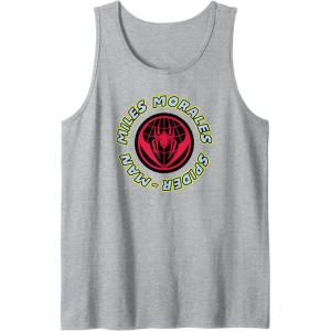 imageAmazon Essentials Marvel Miles Morales SpiderMan Circular Logo Tank TopHeather Grey